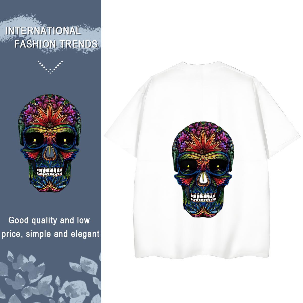 Fashion T Shirt For Woman 230g Pure Cotton Short Sleeve O-Neck Sport skull Women Tees Popular Custom Printing Clothings