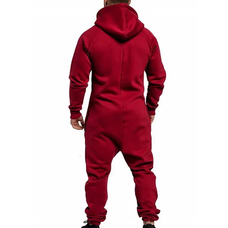 Customized 3D full n jumpsuit sleepwear long sleeved sports pants solid color splicing casual sweater mens zipper hoodie 241008