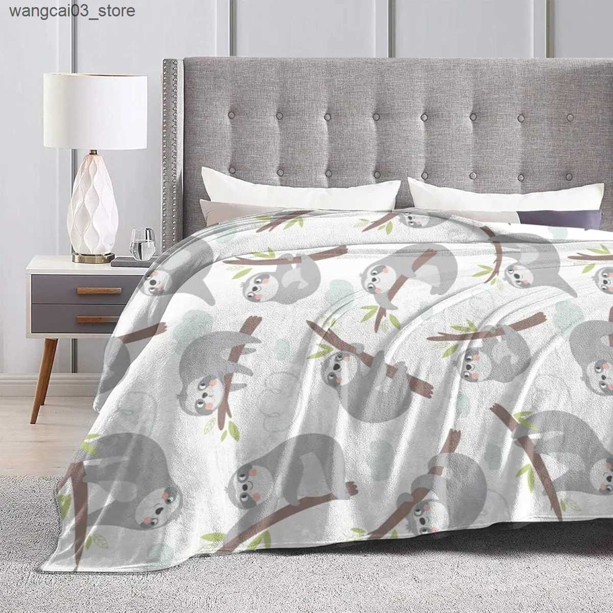 Blankets Swaddling Lovely Sloth PatternThrow Blanket Bedding Super Soft Warm Flannel Blankets for Kids Adults Bedroom Living Room Sofa L240910