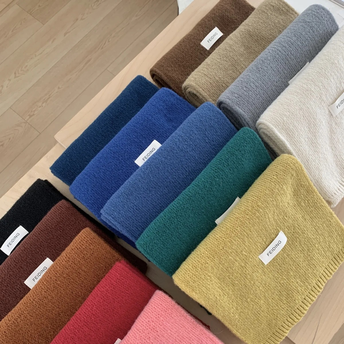 Korean Style Warm Winter Cashmere Scarf For Women Elastic Knitted Scarves Female Hijab Thick Neckerchief Shawl 241009