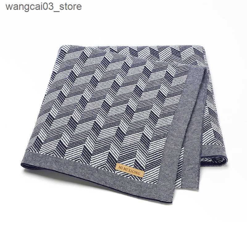 Blankets Swaddling Baby Blanket Newborn Knitted Cotton Super Soft Infant Swaddle Girl Boy Stroller Cobertor Infantil Wrap Kid Monthly Bedding Plaid L2