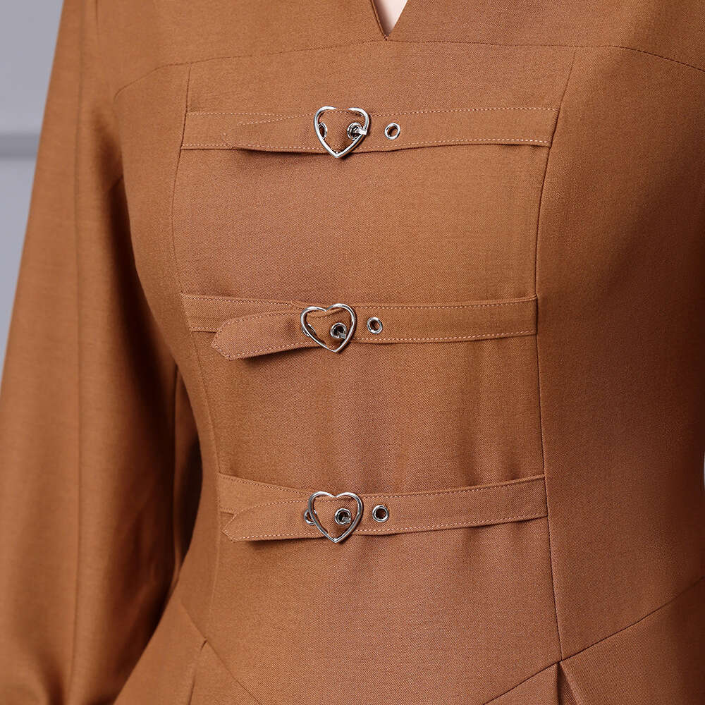 Autumn Horn Sleeve Shirt Skirt 2024 New Style Fake Two Small High Quality Mature A-line Dress