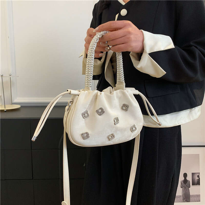 2024 new summer high-end sense niche women's fashion water single shoulder crossbody temperament diamond inlaid armpit bag