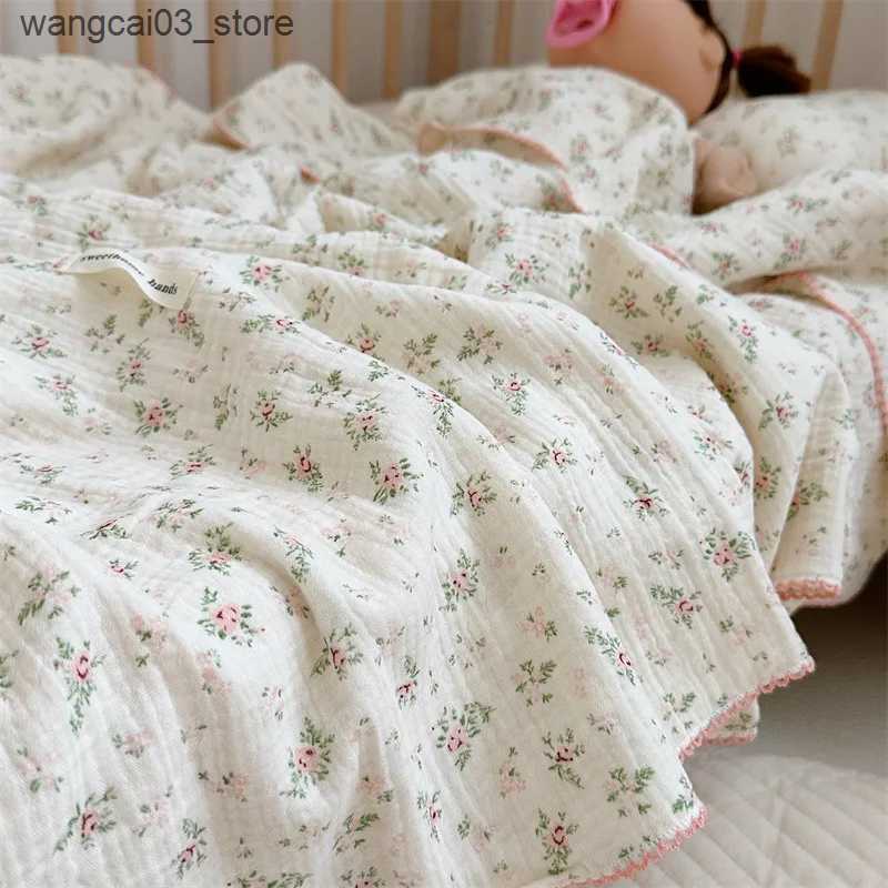 Blankets Swaddling Baby Blanket Newborn Muslin Swaddle Blankets Girls Cotton Soft Baby Receiving Blanket Infant Toddler Sleeping Cover Crib Quilts L24