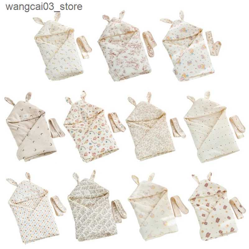 Blankets Swaddling Breathable Infant Wrap with Ear Hood Baby Swaddles Blanket Warm Comforting Baby Swaddles Large Size Baby Blanket L240910