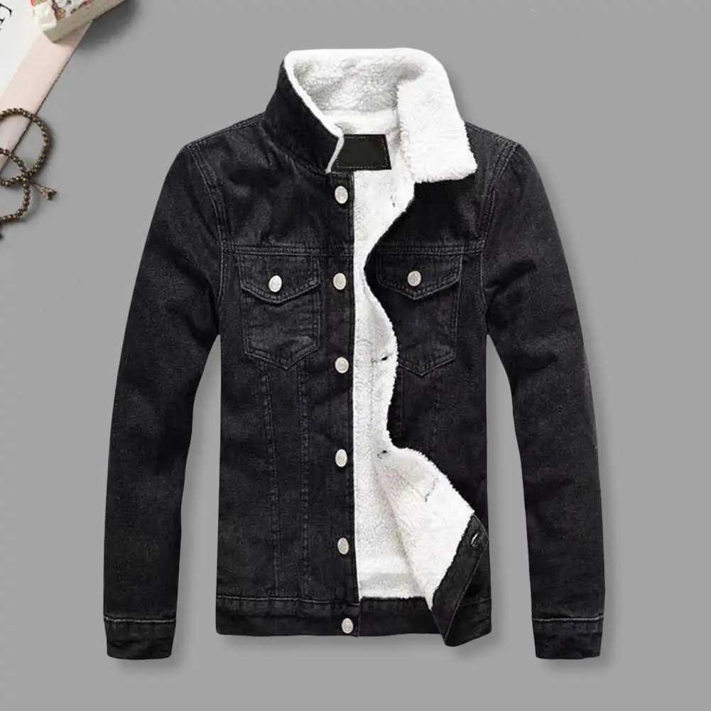 Winter mens thick jacket and Coats warm wool denim jacket fashionable mens black retro mens coat Plus large size 3xl W241011