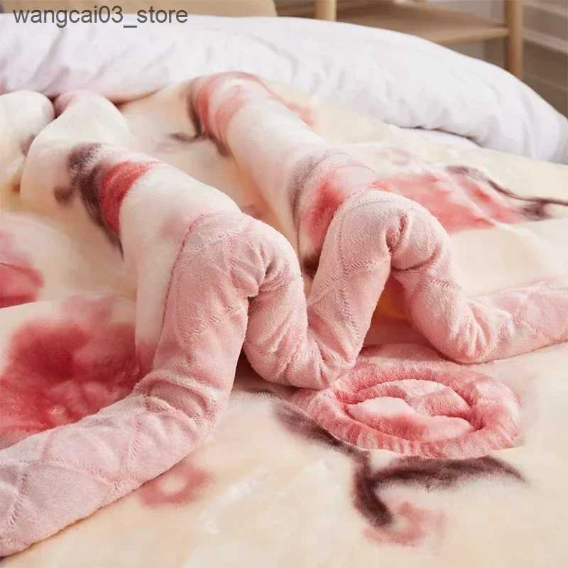 Blankets Swaddling New Warm Weighted Blankets for Beds High End Thicken Warmth Raschel Blanket for Winter Autumn Double Side Plush Comforter Quilt L24