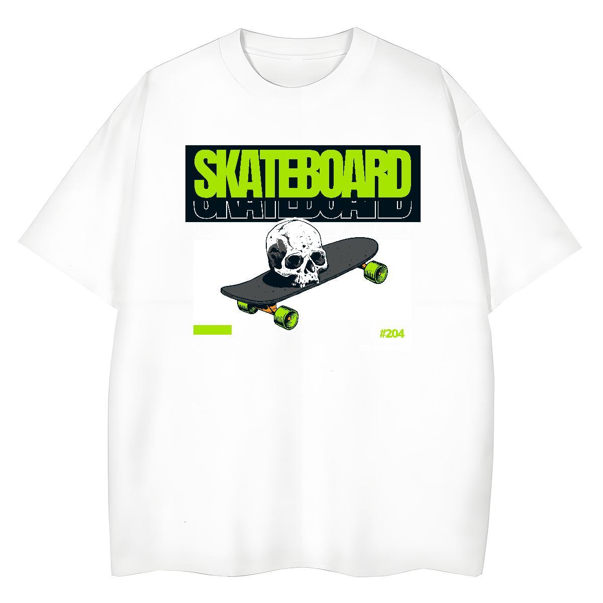 Fashion Woman T Shirts 100% Cotton 230g Breathable Short Sleeve Sports Casual skull Womens Tshirts Loose fit Black Oversized Clothes