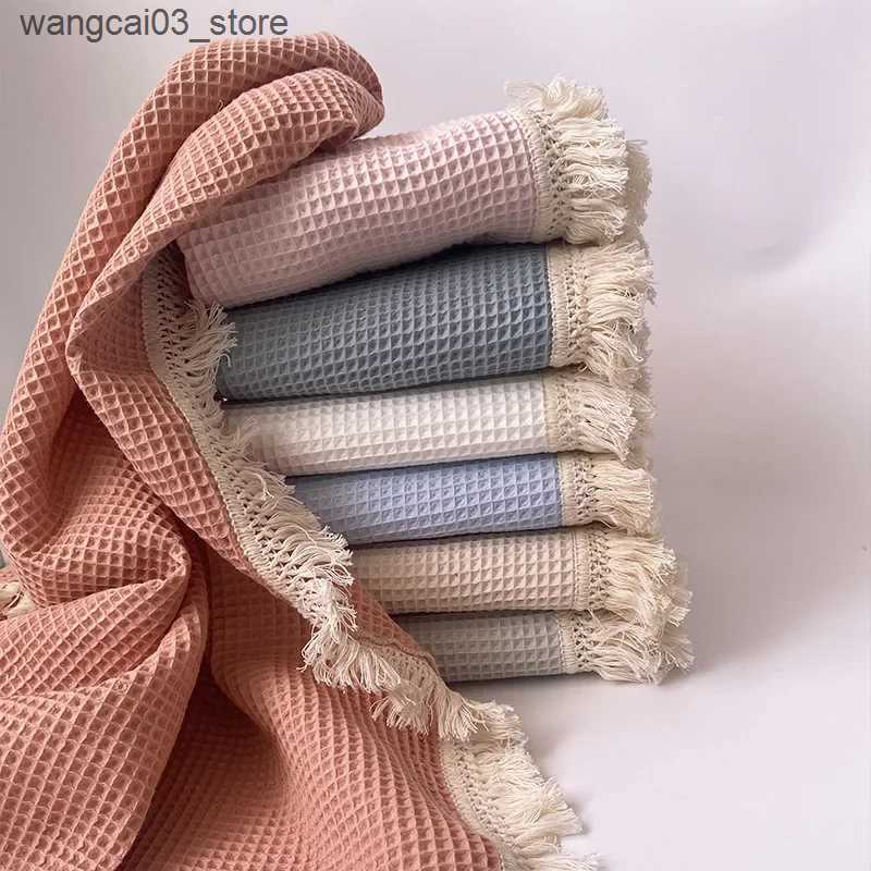 Blankets Swaddling Tassel Baby Blankets Newborn Waffle Cotton Baby Swaddle Blanket New Born Stroller Blanket Bedding Items Infant Nap Bed Cover L24091