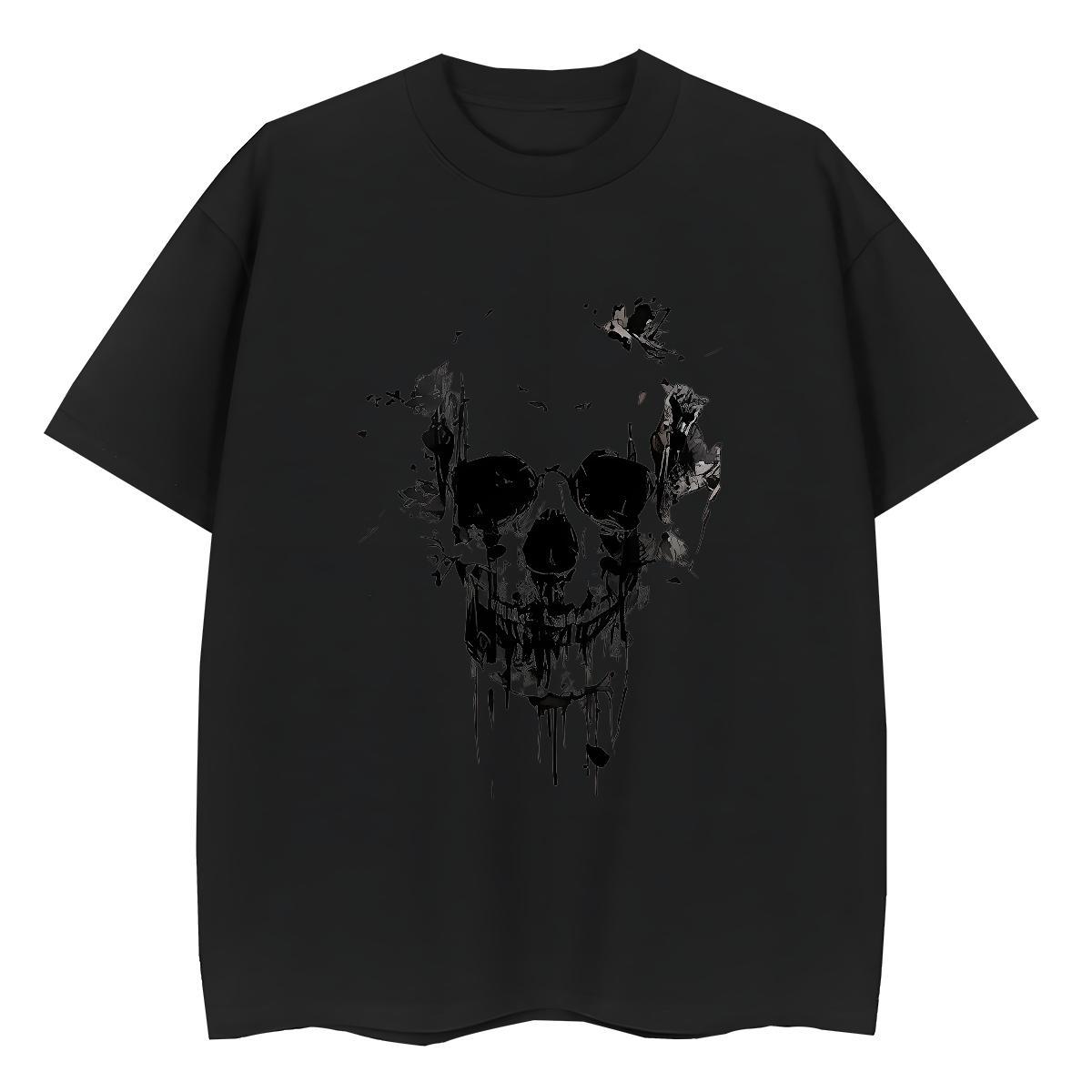 Brand T Shirt For Woman 230g Cotton Round Neck Short Sleeve Outdoor skull Tshirt for Man Woman Nice Skull Tops Shirt