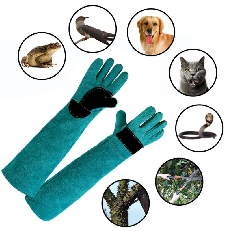 High Quality Pet Gloves Cowhide Leather Anti-grasping Anti Bite Protective Glove SnakeLizard Cat Dog Gardening Work Train Gloves