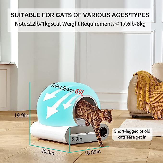 OEM Customized Automatic Toilet Smart APP Control Video Self Cleaning Cat Litter Box For 3.3-22lbs Cats