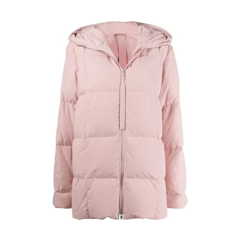 Winter womens thick warm white duck down hooded jacket Y2K high-quality fashionable casual comfortable short bread jacket 241009