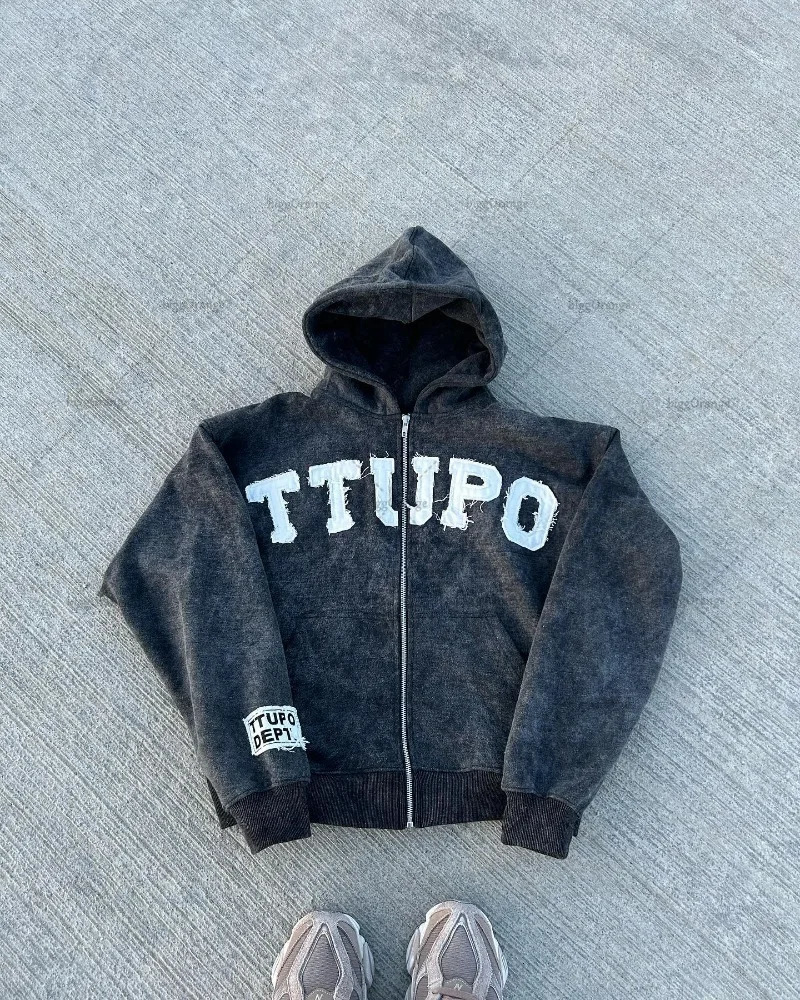 High Street jacket Harajuku casual clothing fashion Super Dalian hoodie retro letter embroidery zipper sports shirt for men 241011