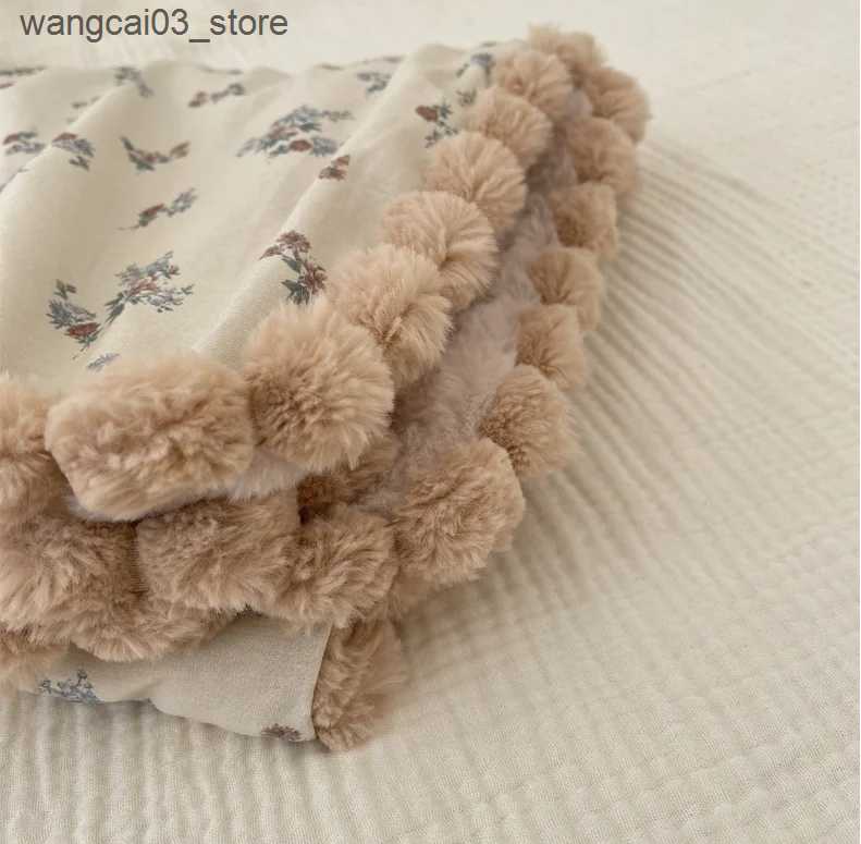 Blankets Swaddling Winter Warm Baby Floral Blankets Plush Swaddle For Newborn Cotton Stroller Blanket Bed Comforter Infant Baby Stuff L240910