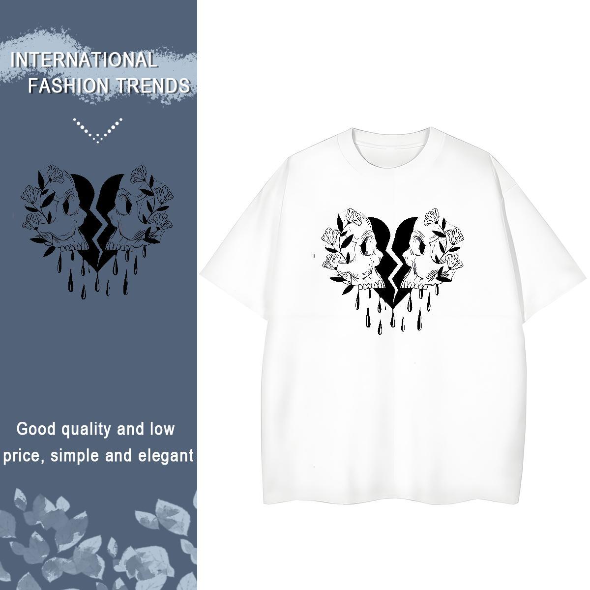 Designer T Shirt For Woman 230g Cotton Breathable Outdoor skull Couples T Shirts Loose fit Custom Cartoon Top Tees