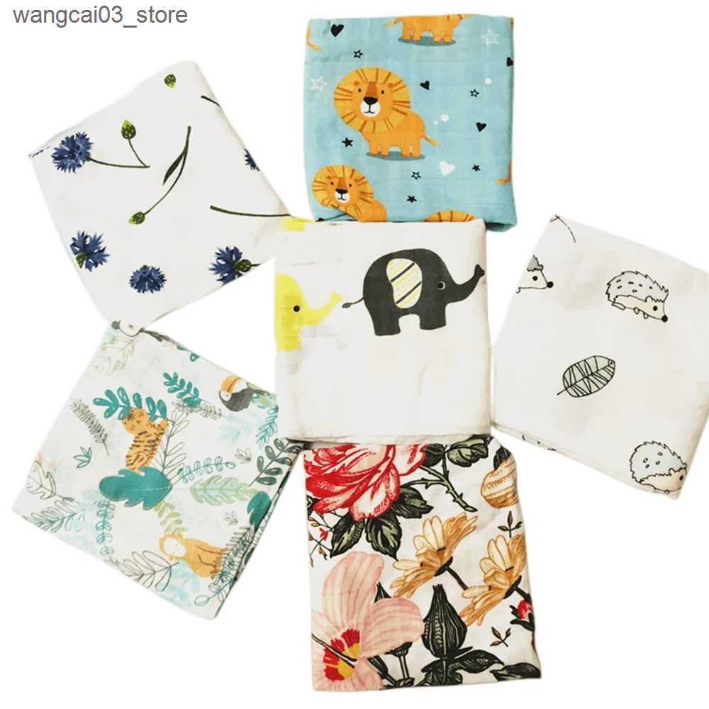 Blankets Swaddling 60*60cm Newborn Organic Cotton Bamboo Baby Blanket Muslin Swaddle Wrap Feeding Burpy Towel Scraf Bibs Muslin Big Diaper L240910