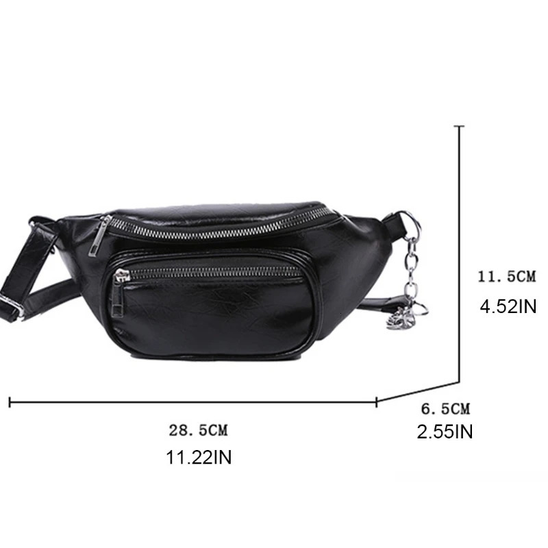 Neutral PU leather sling bag casual shoulder bag chain box bag outdoor sports cross body bag waist bag 241008