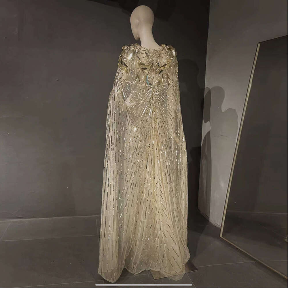 Dignified Elegant Gold Beaded Prom Dress Duchess of Cambridge Replica Evening Reception Bridal Gown