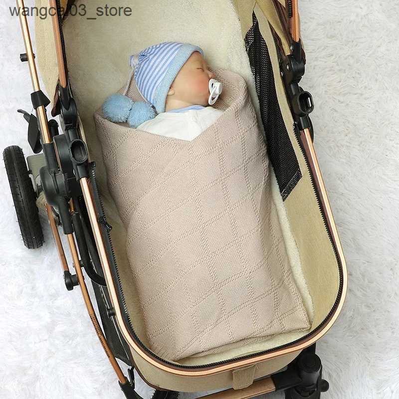 Blankets Swaddling Cotton Baby Blanket Knitted Infant Kid Bedding Sofa Quilt Plaid Solid Newborn Girl Boy Stroller Swaddle Wrap Super Soft 90*70CM L24