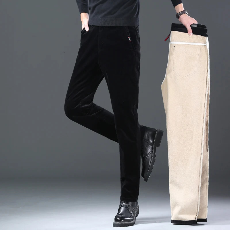 3-color mens classic business wool thick business pants mens warm winter velvet casual pants 241011