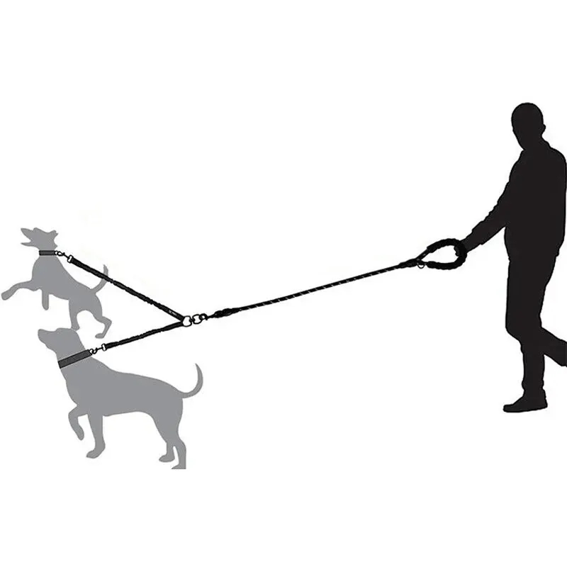 Pet Three-head Leash, Can Walk Two Pets At The Same Time, Nylon Retractable Leash Outdoor Car Dog Cat Leash