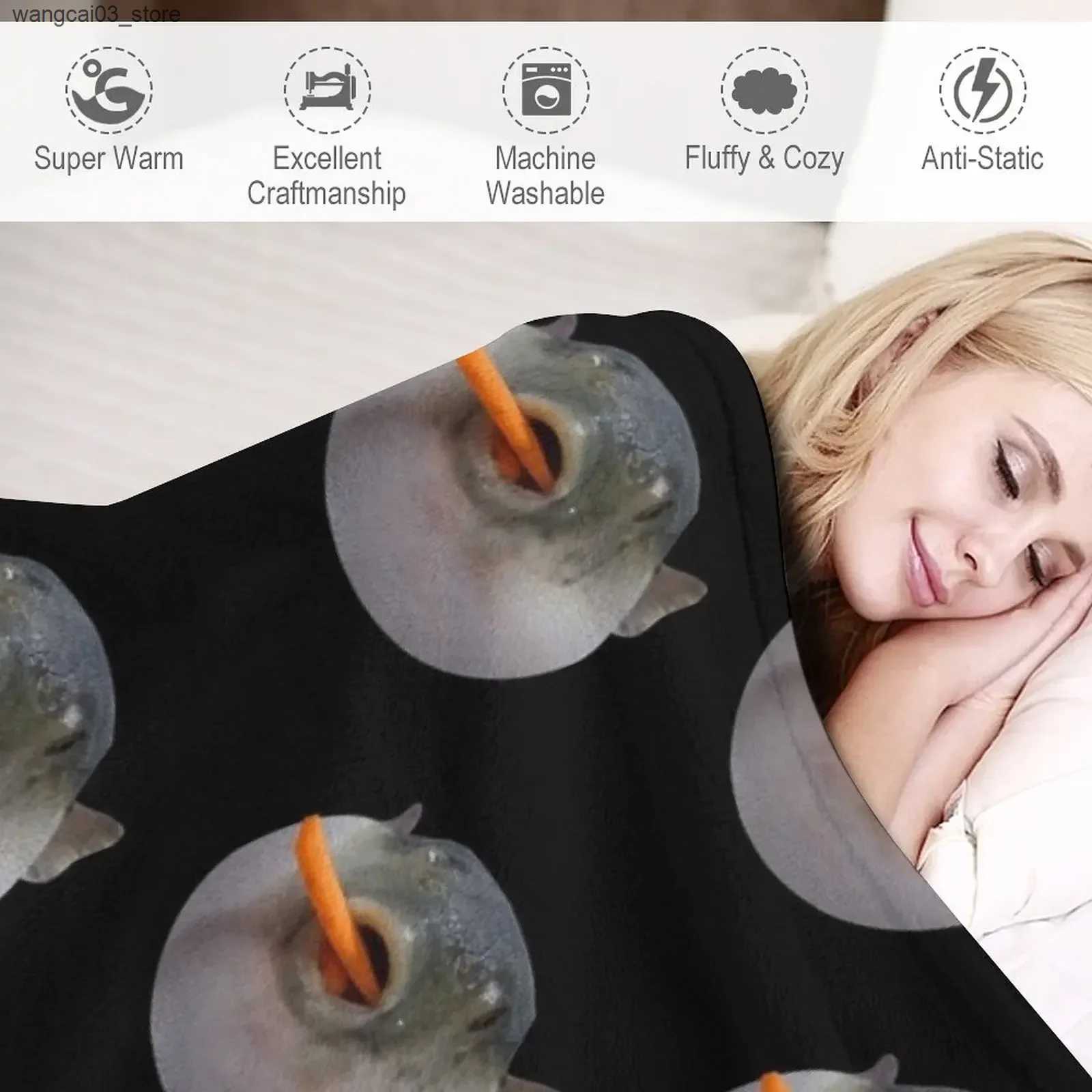 Blankets Swaddling Puffer fish Meme Throw Blanket Warm Decorative Throw Blankets L240910