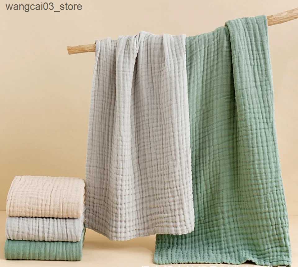 Blankets Swaddling 6 layers Muslin Baby Blanket Newborn Swaddle Blankets Soft Baby Receiving Blanket Infant Sleeping Cover Bath Towel Crib Quilts L240