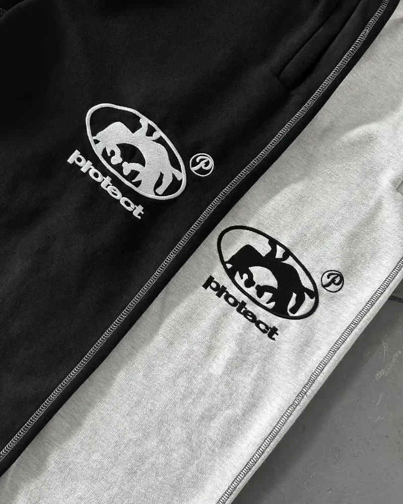 American Hip Hop Harajuku Street Y2K Embroidered Alphabet Pattern Casual Pants Mens Loose High Waist Sports Pants Womens Running Pants 240930