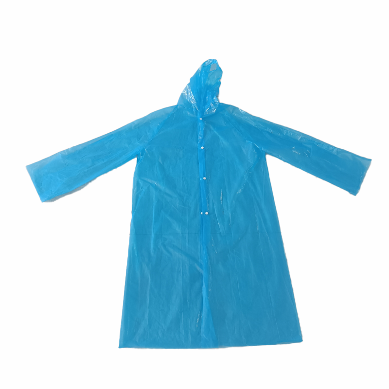 Durable EVA Plastic Rain Coat Full Coverage Waterproof with Hood and Long Sleeves