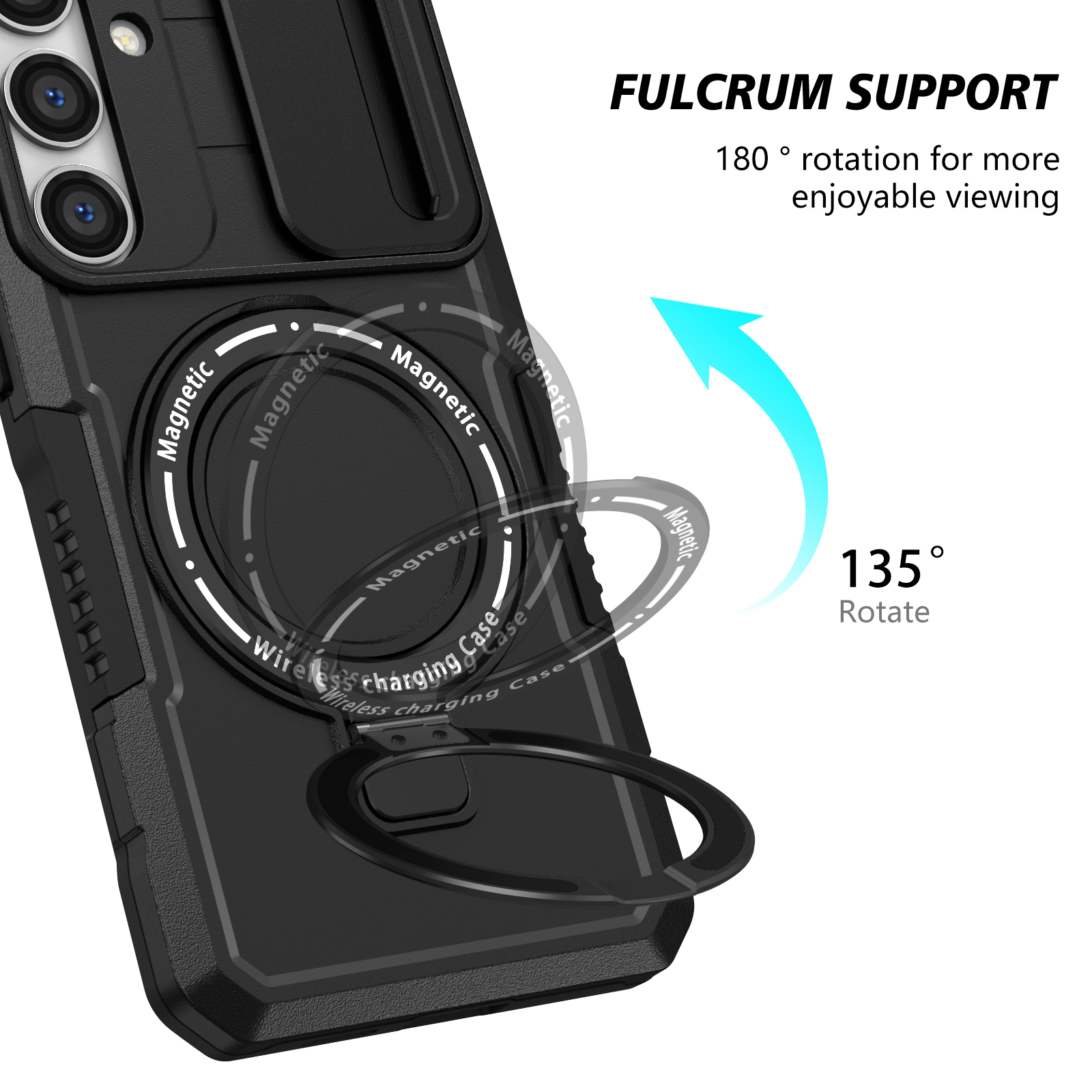 Slide Window Camera Protection Heavy Duty Shockproof Armor Bracket Ring Stand Magnetic For Magsafe Wireless Charging Case For Samsung S21 S22 S23 FE S - view 7