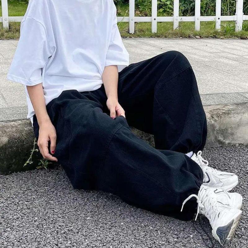 2025 S Fashion Designer Men S Pants Trendy Cargo Four Seasons Men Elastic Waist Drawcord Leg Opening Streetwear