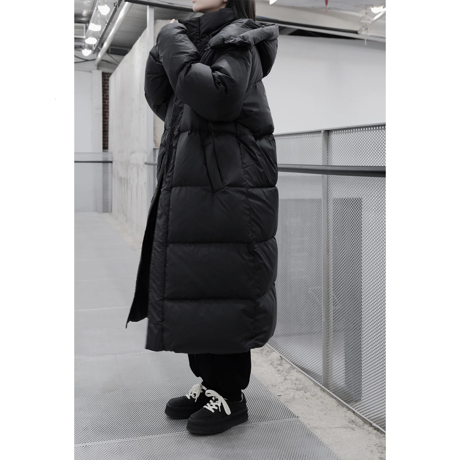 UMI MAO Yamamoto Dark 90 White Duck Down Jacket Thick Warm Down Jacket Large Quilt Long Hooded Womens Coat Y2K 241009