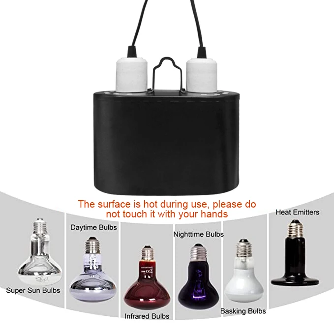 Reptile Light Fixture for Reptile Dome Uvb Light Fixture Dual Lamp Cap Combo Integration Design Heat Lighting Lamp Kit