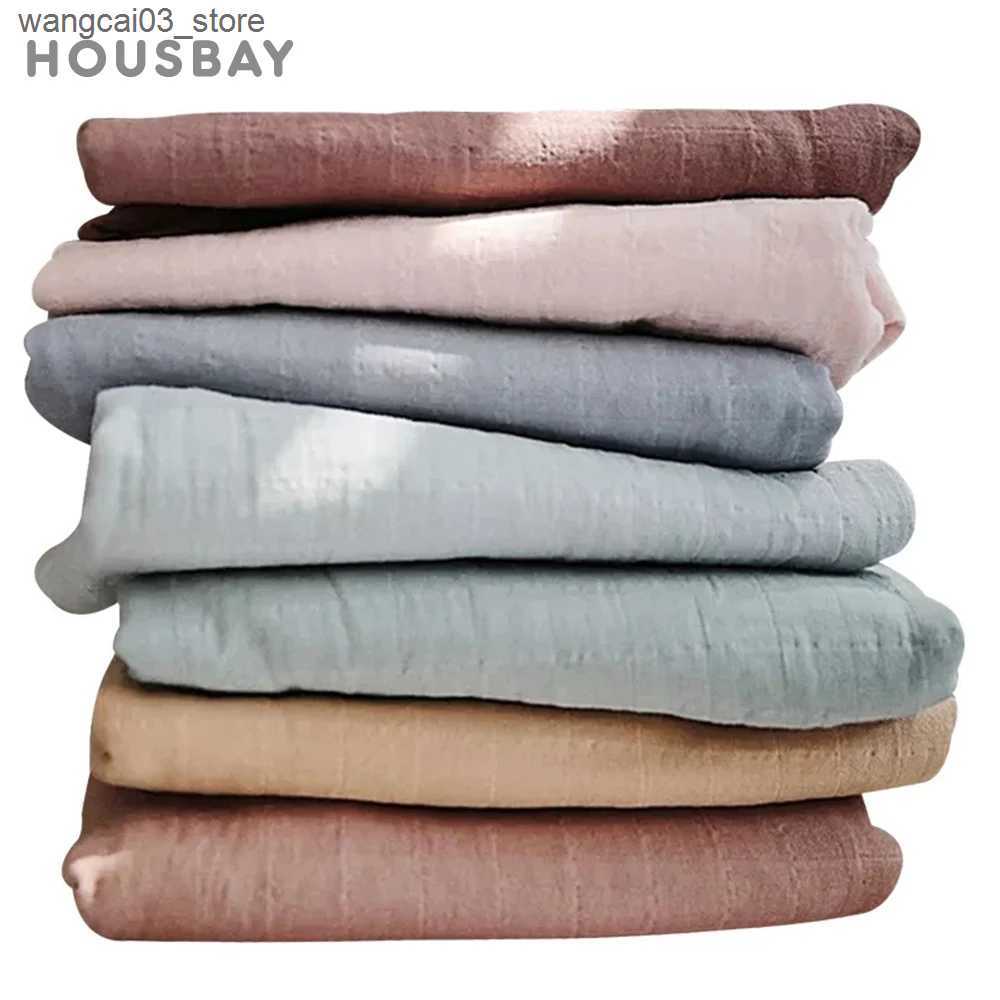 Blankets Swaddling Bamboo Blanket 120*120Cm Muslin Cotton Baby Blanket 2 Layers Gauze Newborn Swaddle Wrap Kids Bath Towel Outing Stroller Cover L2409