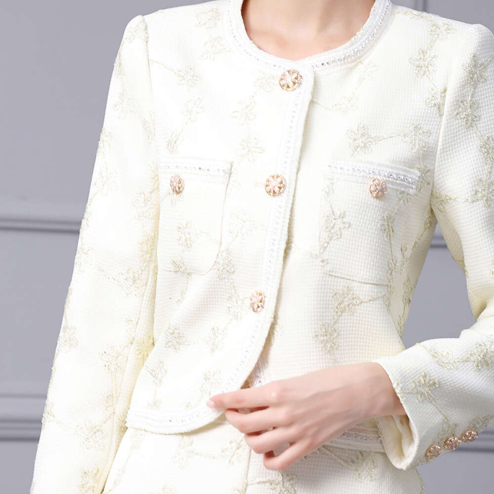 Smart and wealthy heiress dress 2024 autumn new style stylish jacquard socialite two-piece set womens clothing