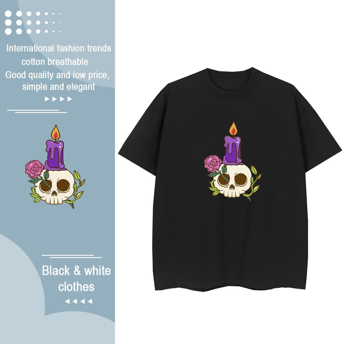 Classic Women T Shirts 230g Pure Cotton O Neck Short Sleeves Casual Beach skull Couples T Shirts Designer Custom Print Plus Size Tees