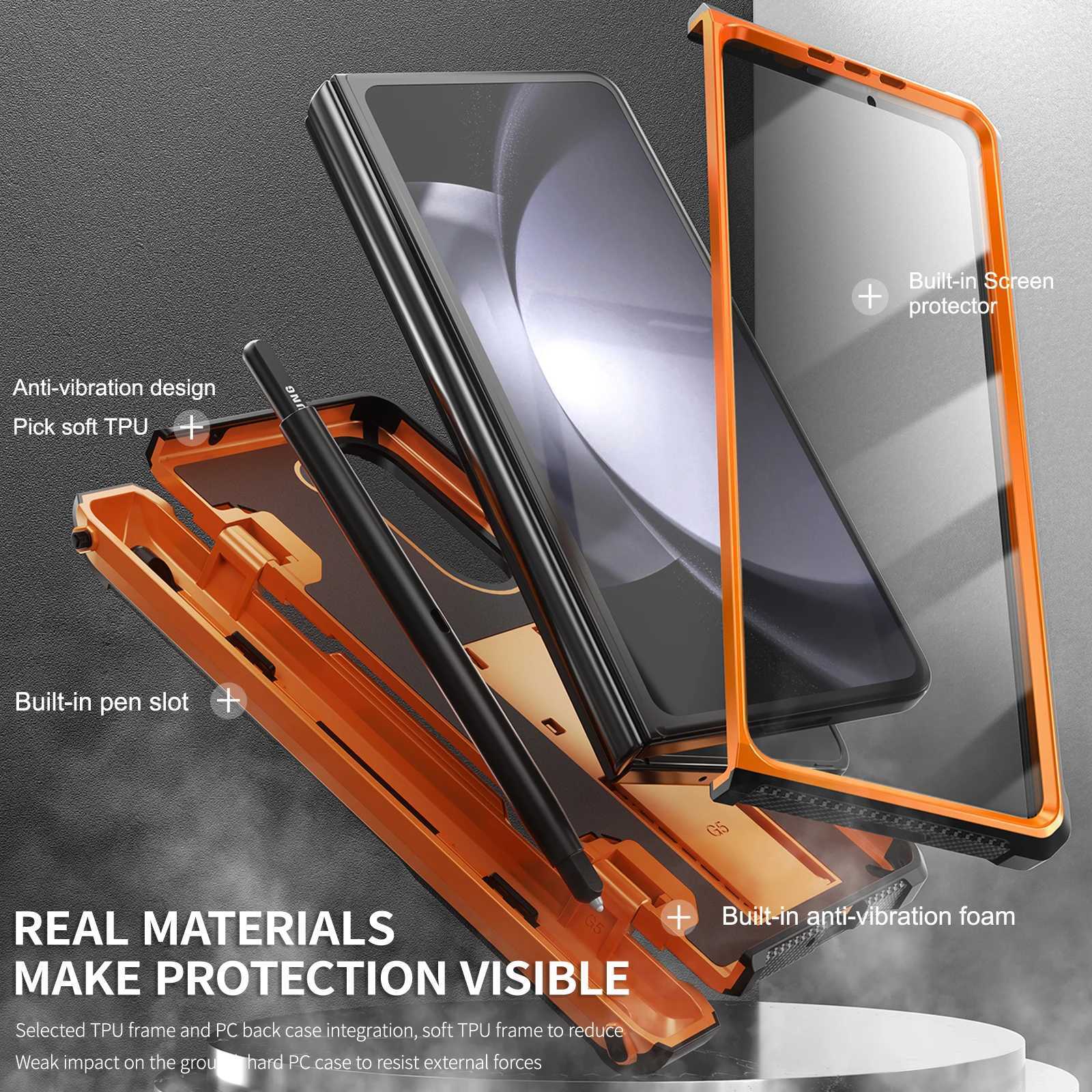 Samsung Galaxy Z Fold 5 4 3 ZFold5/W24 ZFold4/W23 ZFold3/W22 shockproof hard shell folding cover W241012