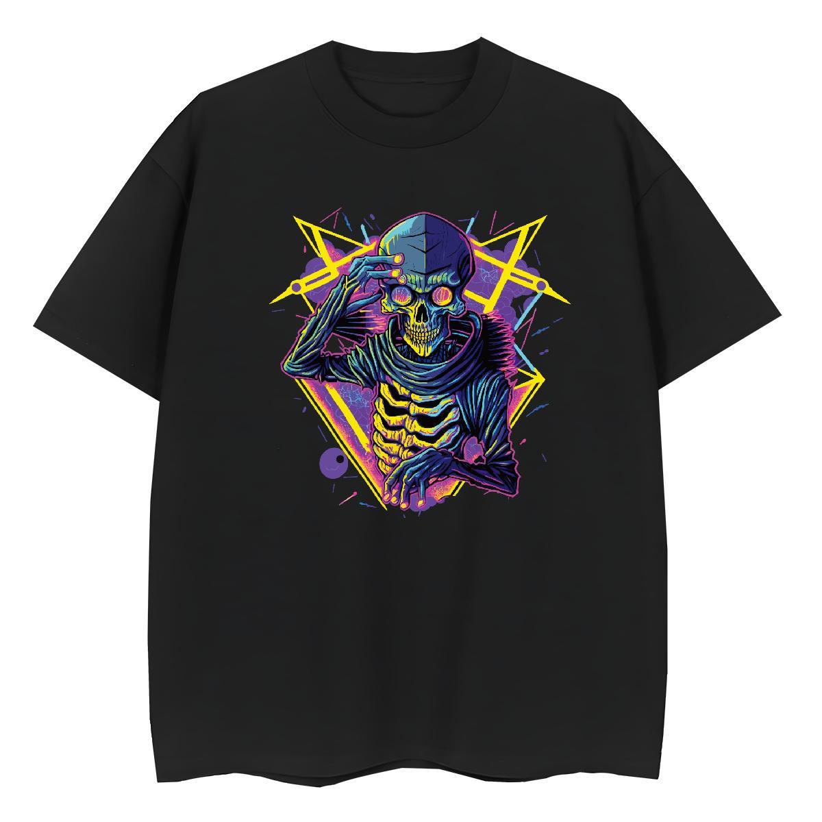 New Arrival Woman T Shirts 230g 100% Cotton Breathable Short Sleeve Spring Summer skull Womens Tshirts Soft Cartoon Anime Clothes Shirt