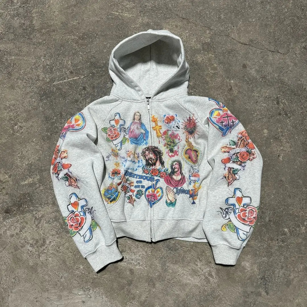 Heavy Industry Washed Black Streetwear Fashion Y2K Hoodie Mens Harajuku Trendy Casual Sweatshirt American Retro 241011