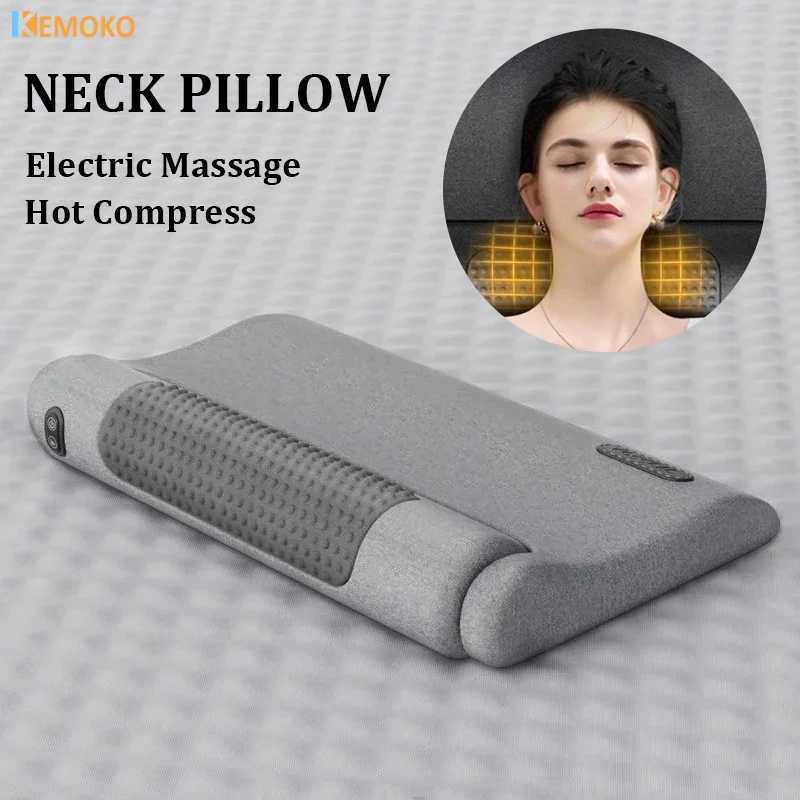 Electric heated neck massage pillow vibrating finger pressure cylindrical spinal massage pad trapezoidal muscle shoulder massager W240819