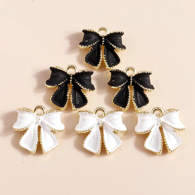 5pcs Lovely Black White Bowknot Cute Bow tie Charms for DIY Jewelry Making Pendants of Necklace Bracelet Dangle Earrings 241010