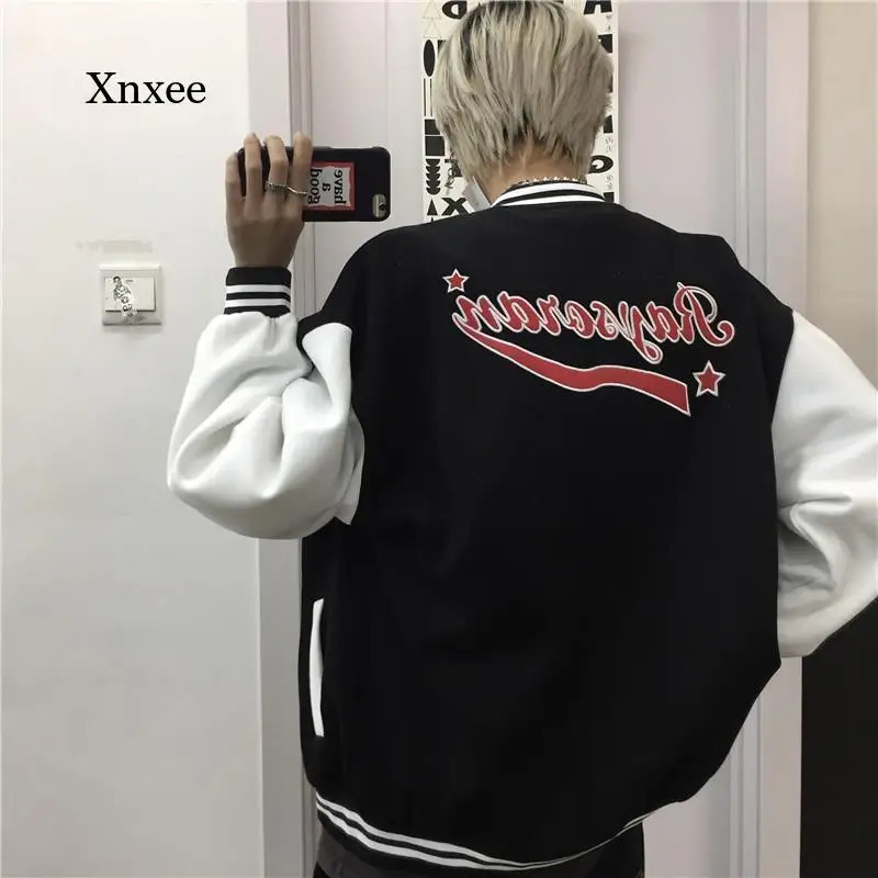 Letter Print Caot Baseball Jacket Women Korean Casual Loose Pocket Oversized Bomber Sweatshirt Uniform Streetwear Couple Tops 241011