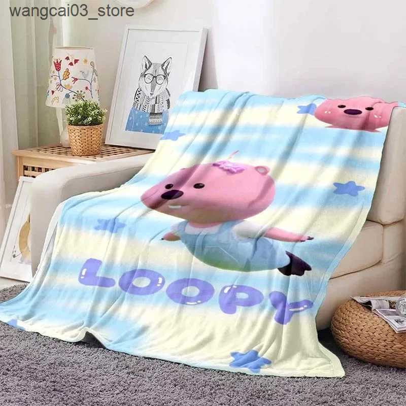 Blankets Swaddling Cartoon Loopy Pattern Throw Blanket Light Weight Blanket for Living Room Bedroom Kidsroom Warm Blanket Christmas Gift L240910