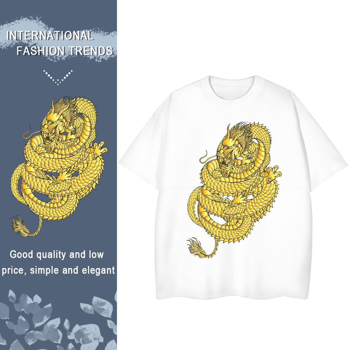 Fashion New T-Shirts for Women 230g Cotton Breathable Street Wear dragon Couples T Shirts Brand Custom Cartoon Tees Shirts