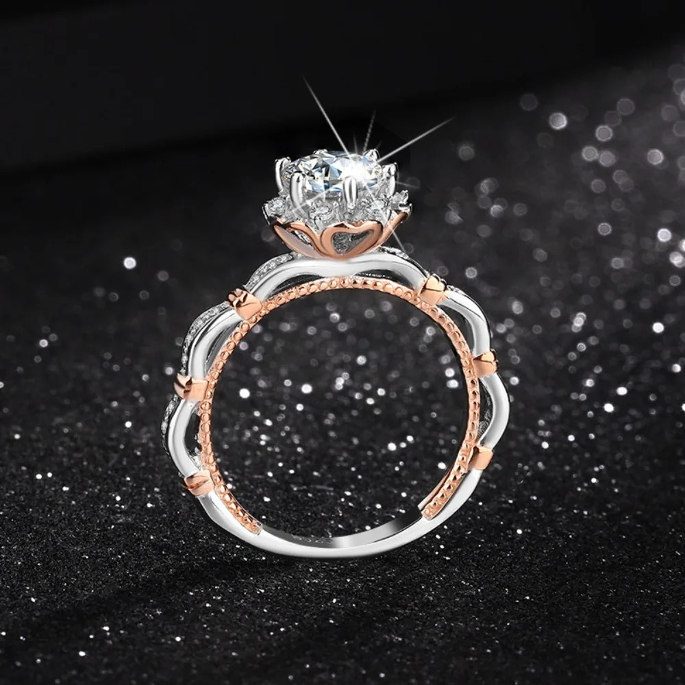 Trumium 925 sterling silver round cut Solitare 1CT silica engagement ring for womens wedding band commitment ring 240929