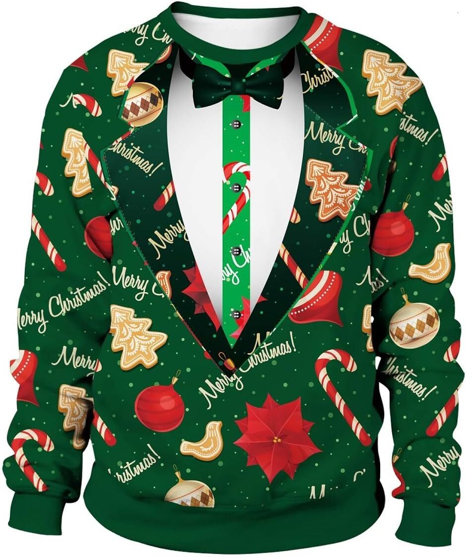 Long Sleeve Shirts for Men sweatshirt Unisex's Ugly Christmas Jumper Sweater Printed Pullover,3D Funny Digital Print Sweatshirt Suit for Men