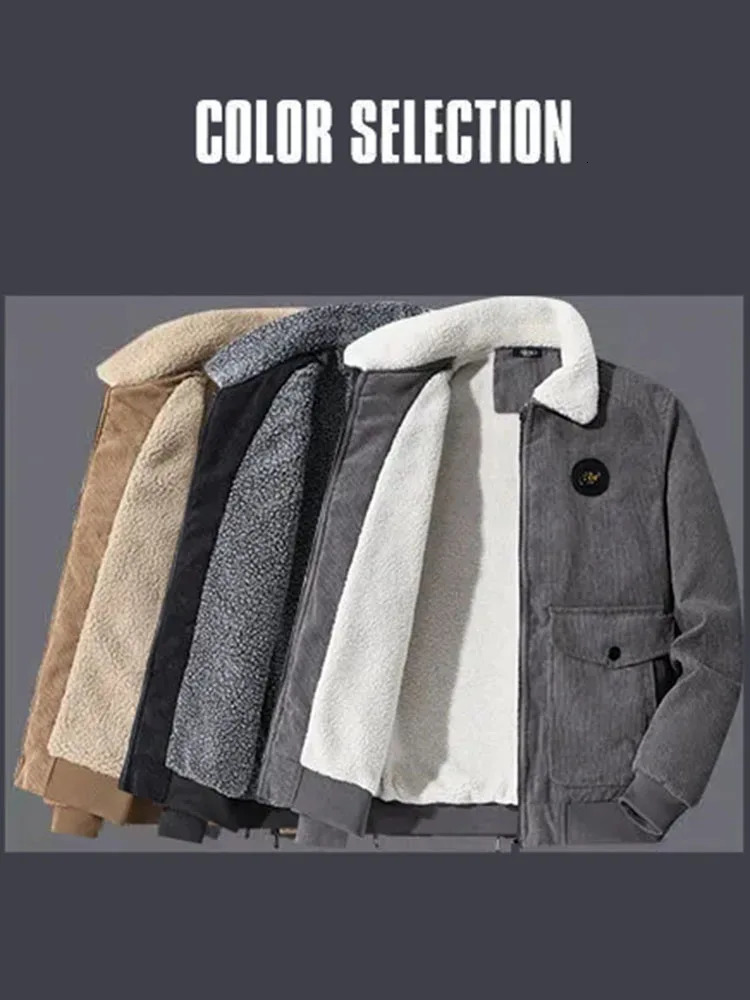 TRAF Corduroy Jacket Addition Velvet Autumn And Winter Cotton Coat Lamb 241011