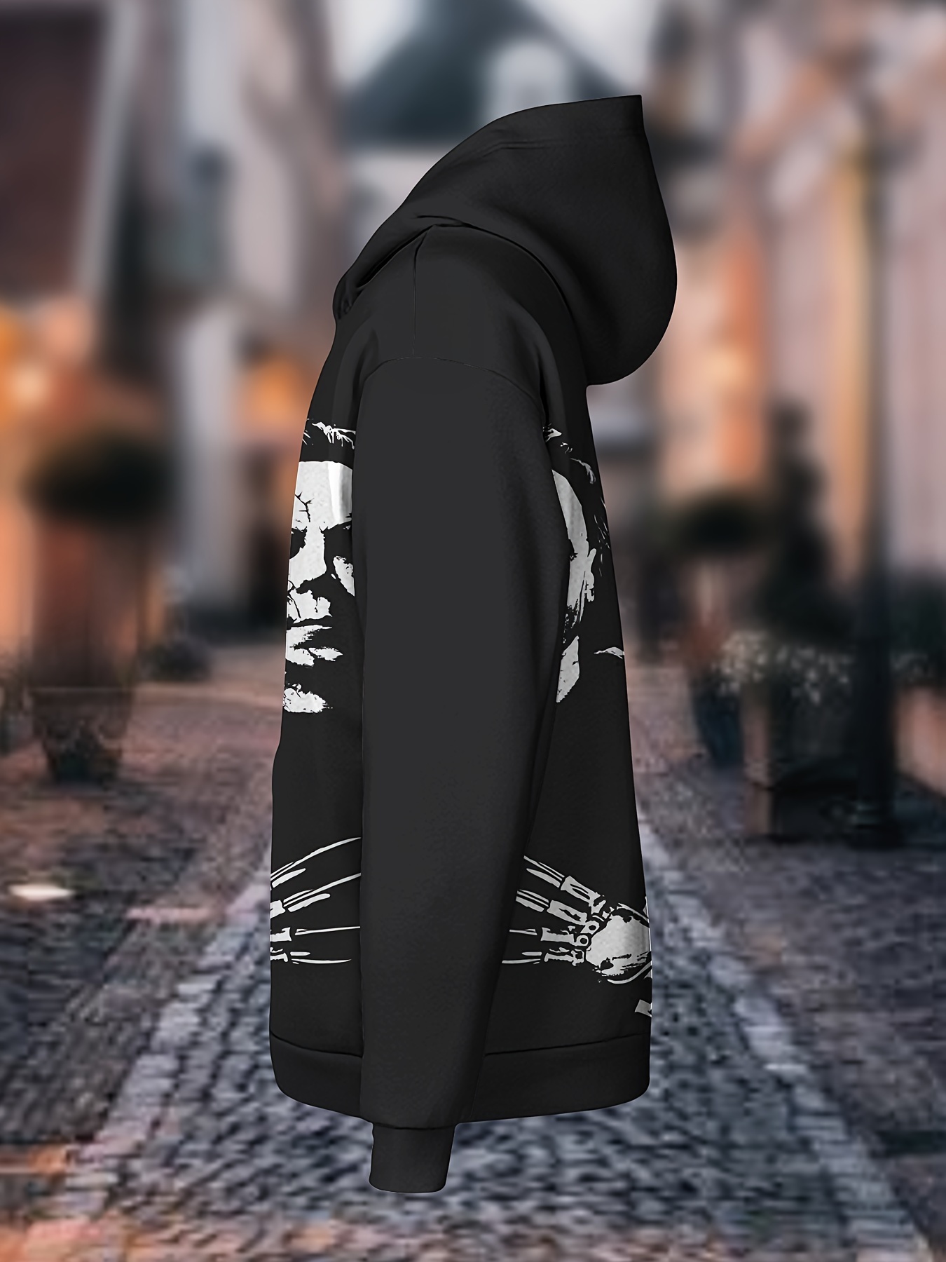 Men's 3D Hoodie with Horror Movie Masks Print, Casual Polyester Hooded Sweatshirt, Unisex Adult Fall/Winter Collection, Knit Fabric, Regular Fit,