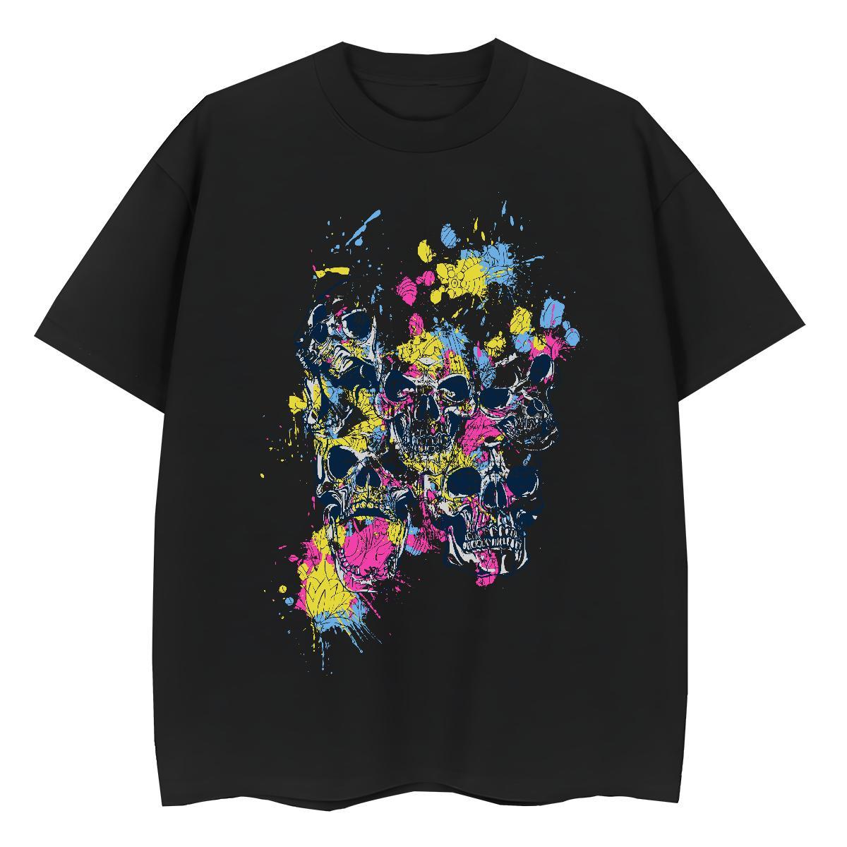 Fashion T shirt 230g Pure Cotton Crew Neck Breathable Spring Summer skull Unisex Tshirts Loose fit Skull Clothings